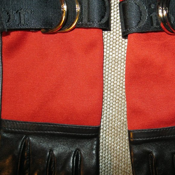❤️AMAZING! Gloves CHRISTIAN DIOR  Made in France Red Black LAMBSKIN /SPANDEX 6.5 - Picture 8 of 14
